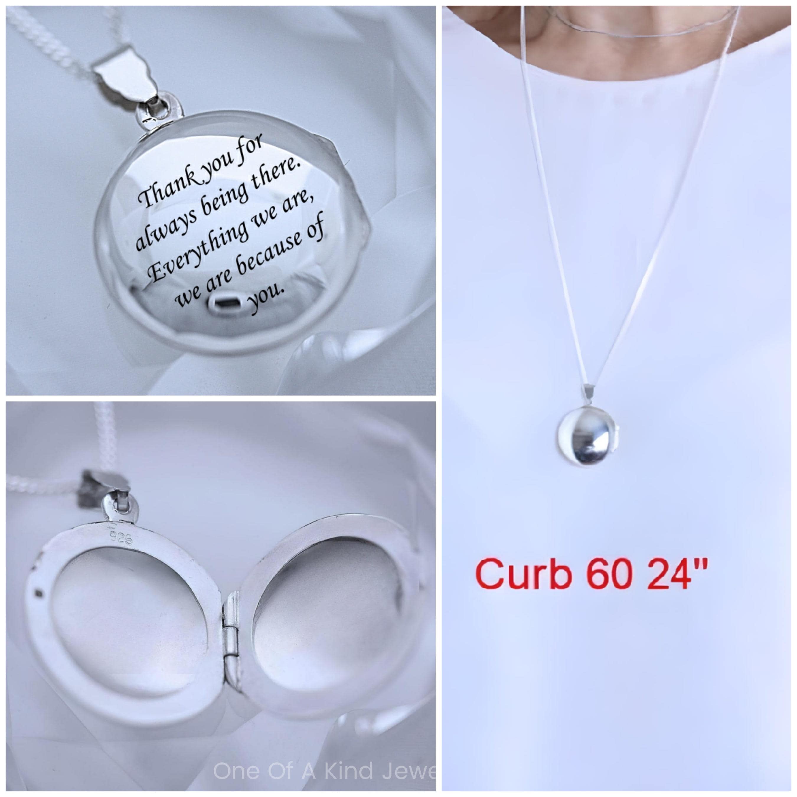 Personalized Sterling Silver Round Locket Custom Engraved Photo Locket ...