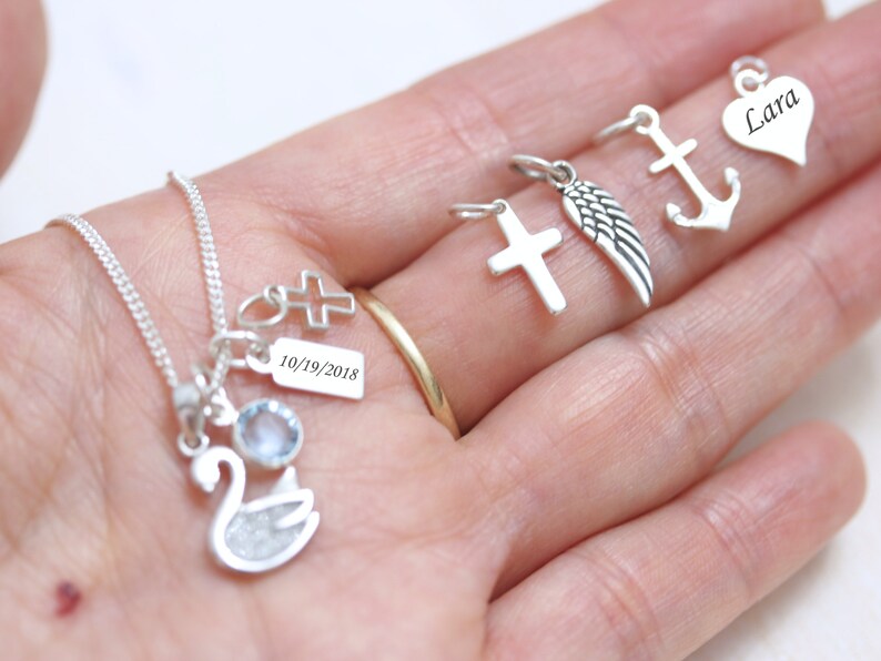 Small Engraved Tag Silver Angel Tag Silver Rectangular Tag Flat Tag Sterling Silver Tag with Lobster Clasp Or Ring Silver Heart Tag