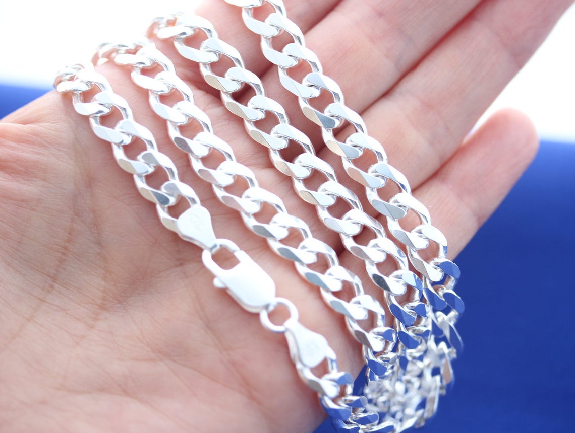 Genuine 925 Sterling Silver Curb Chain Chuncky 92.5 Silver | Etsy