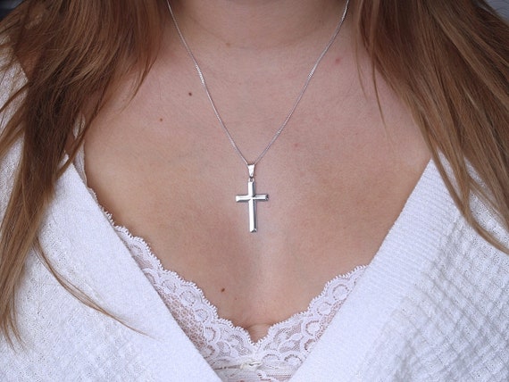 Collar de cruz de mujer de plata de ley. Collar de la Cruz de - Etsy México