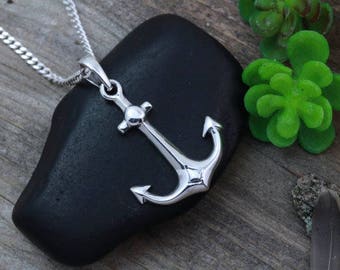 Sterling Silver Anchor Necklace, Silver anchor necklace, Anchor jewelry, Nautical Jewelry, Symbolic Jewelry, Friendship Love, 127_1