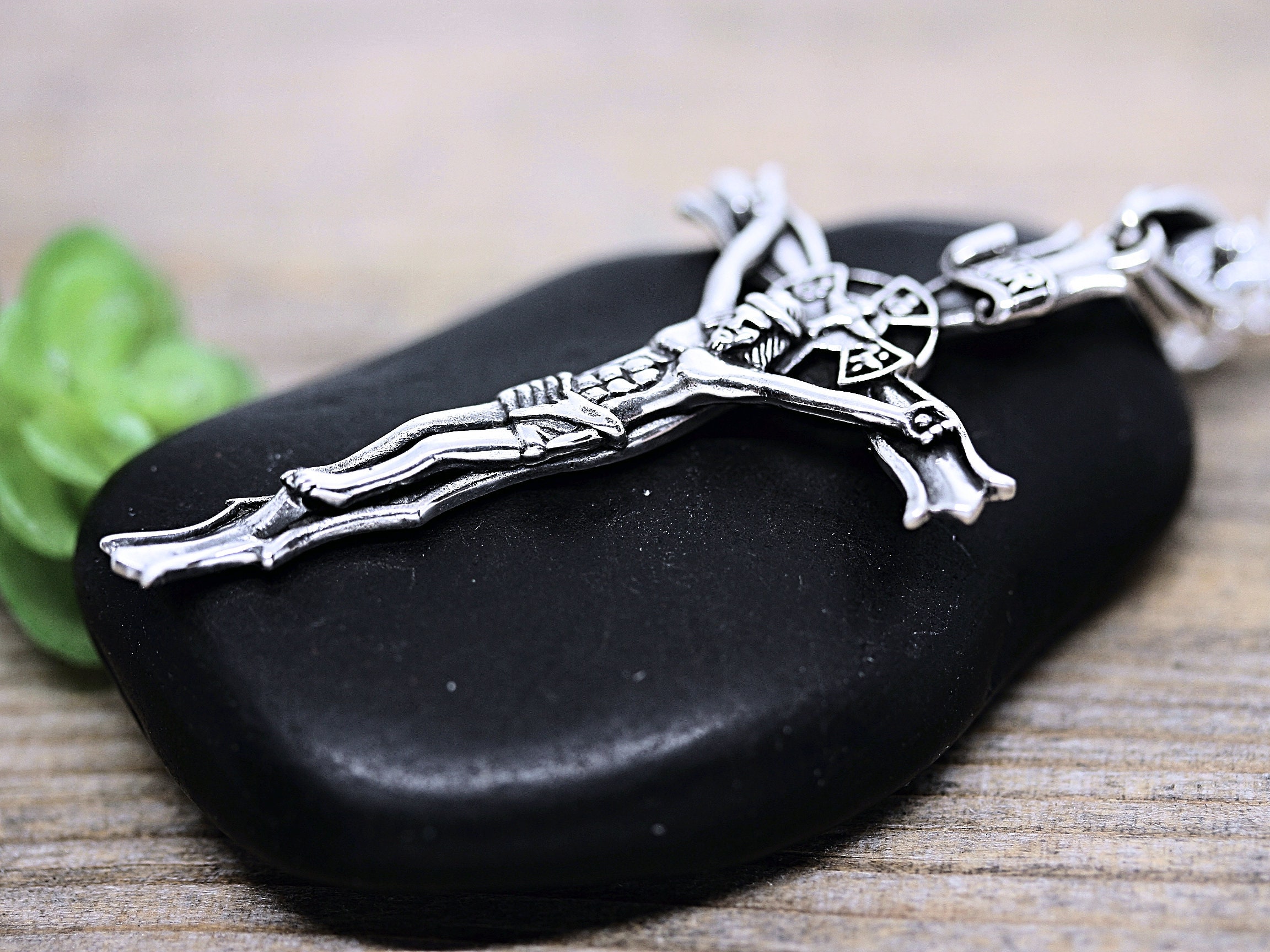 Sterling Silver Jesus Christ Necklace Crucifix Pendant. With Italian ...