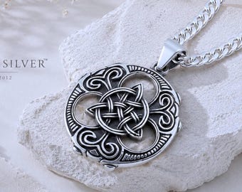 Triquetra Celtic Necklace Sterling Silver Trinity Knot Pendant for Men or Women, Choose Chain Style Thick or Thin. Longer Chains Available.