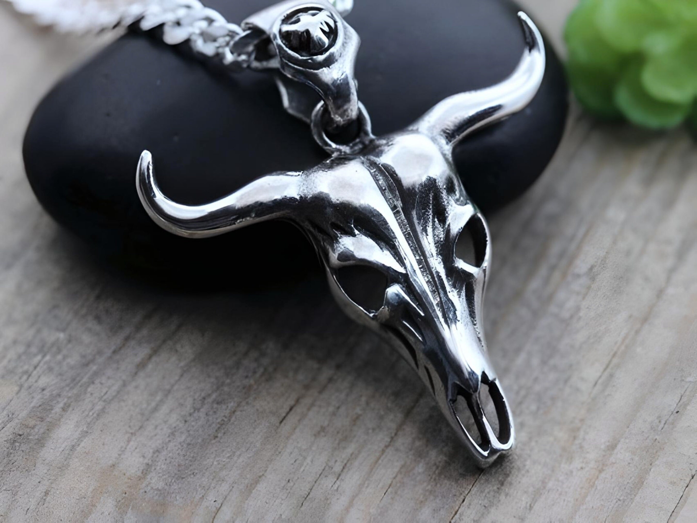 Sterling Silver Bull Skull Necklace Silver Skull Buffalo photo pic