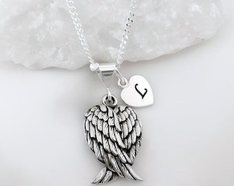 Sterling silver Angel wings Necklace, Solid Sterling Silver Guardian with 1 charm inc. Angel Wings, Angel Wing Jewelry, Choose chain Italian