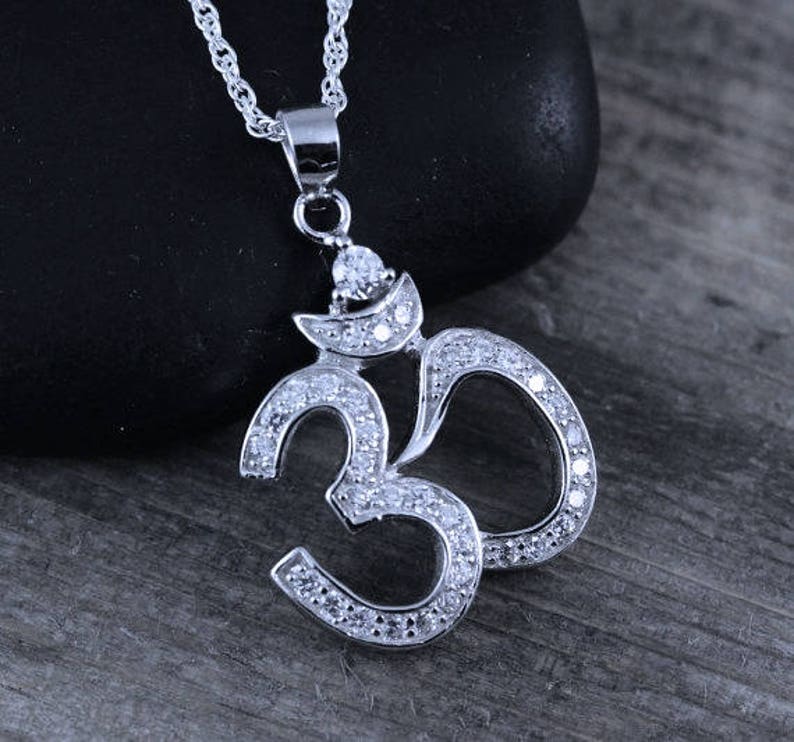 Silver Om Cz Sterling Necklace Jewelry 080 Pendant Ohm Tation Cubic Zinrconia Necklaces Valresa Com - Sterling Silver Om Pendant Necklace