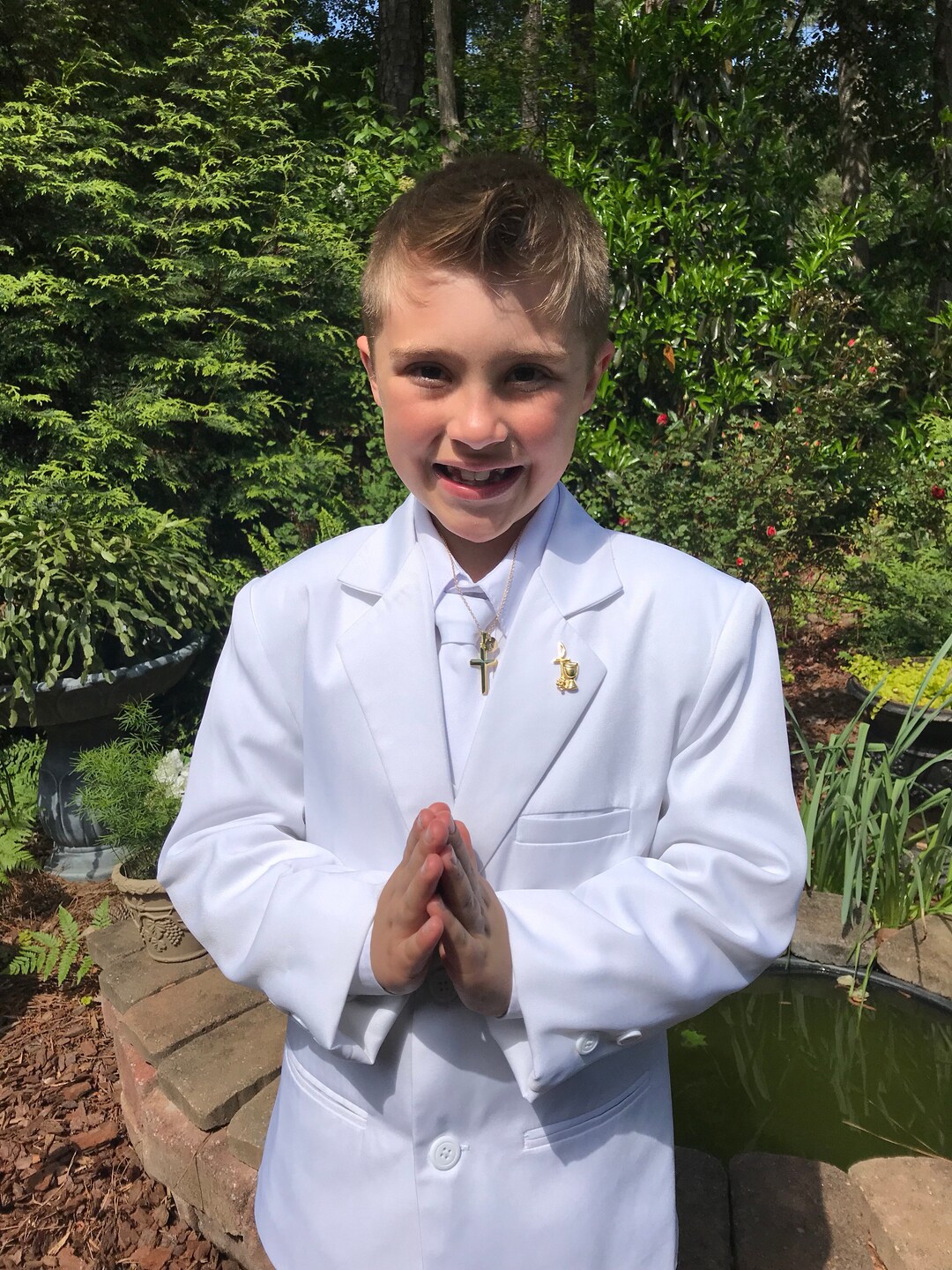 Child Gold Cross Engraved Gold Cross Necklace. Baptism Gift Etsy