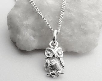 OWL, Sterling Silver Owl Necklace, Silver Owl Jewelry. Choose chain.  By LifeOfSilver