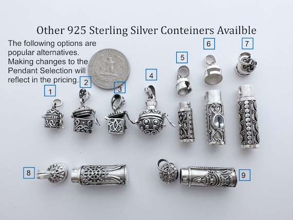 Sterling Silver Memory Capsule Necklace Keepsake Aquamarine Stone