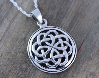 Sterling silver Celtic Pendants, Celtic jewelry, Celtic Knot Friendship Necklace. Mens Leather & sterling silver chains, Irish jewelry. 065