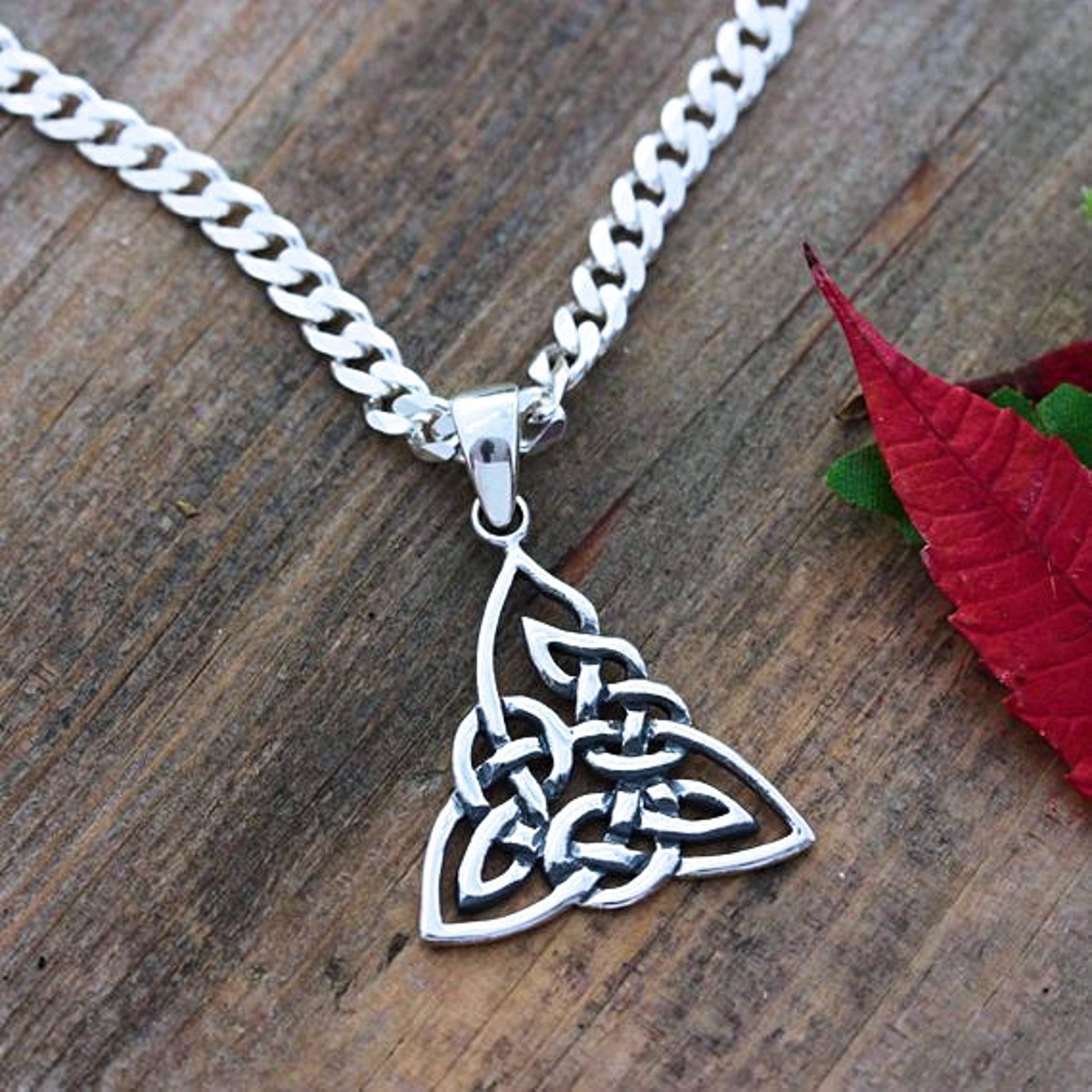 Sterling Silver Celtic Knot Necklace Triquetra Knot Celtic Etsy