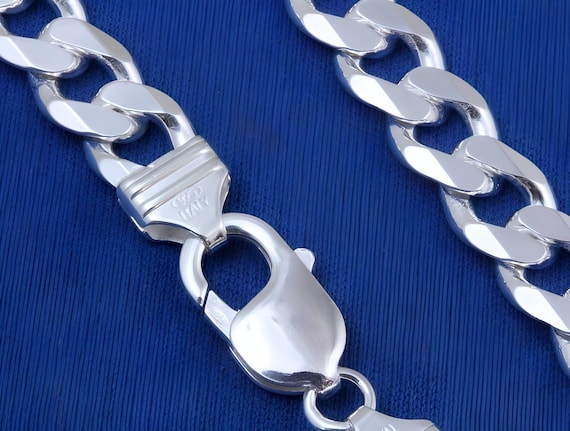 Solid 925 Sterling Silver Curb Chain Chunky Genuine Silver Thick