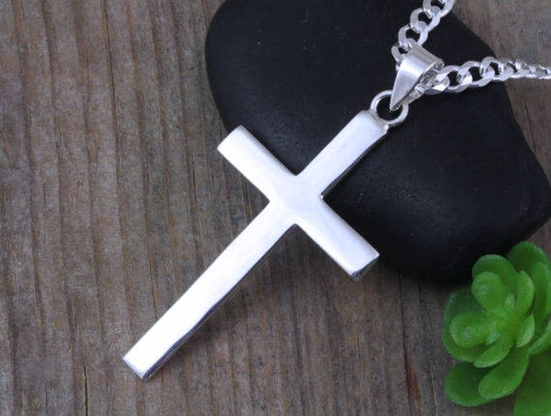 Silver Mens Cross. Sterling Silver Large Cross Necklace Mens Etsy