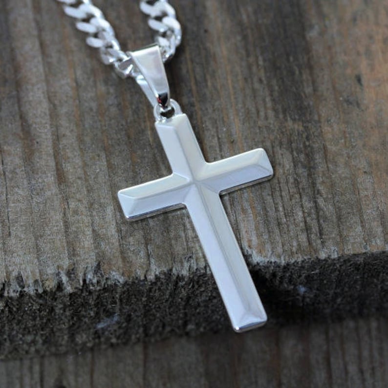 Mens Cross necklace. Sterling silver cross necklace Elegant Etsy