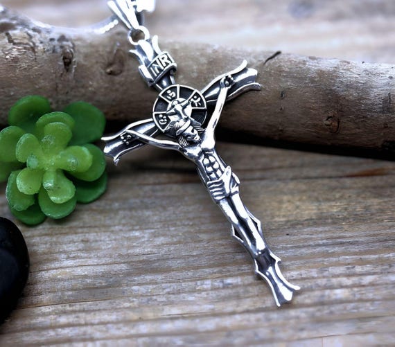 Collana da uomo con crocifisso da 18-30 pollici in argento Collana da uomo con crocifisso da 18-30 pollici in argento