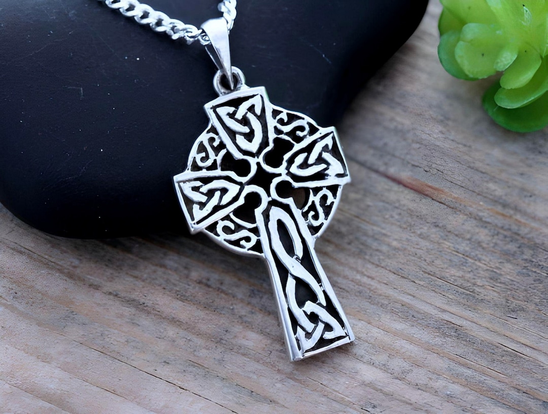 Sterling Silver Celtic Cross, Celtic Jewelry, Irish Cross Necklace ...
