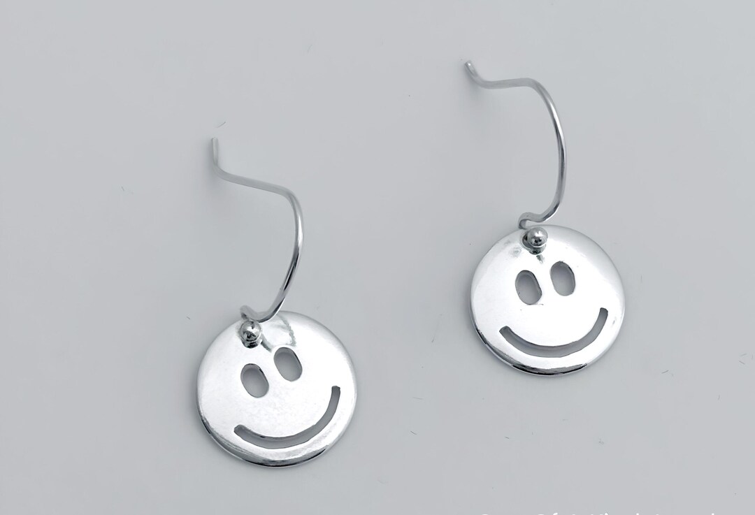 Silver Happy Face Earrings Sterling Silver Happy Face Choose Levrback