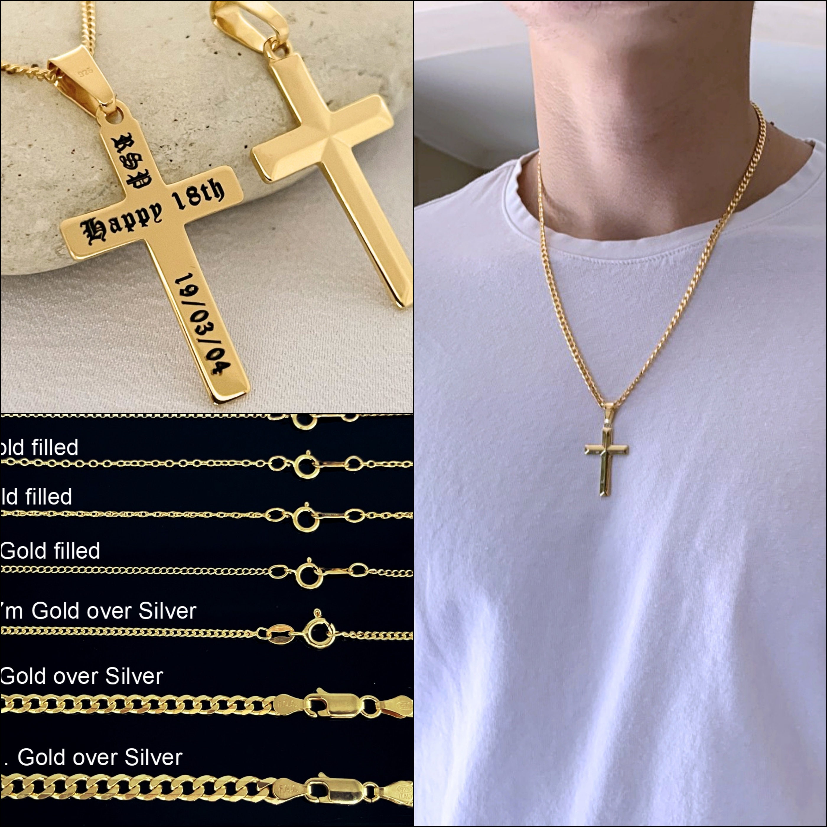 Customized Gold Cross Necklace 