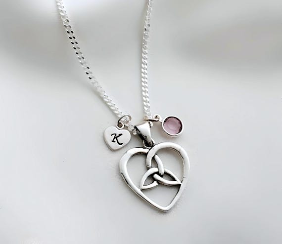 Heart with Celtic Triquetra Pendant Yellow Gold Bond French Rope Chain Necklace Heart with Celtic Triquetra Pendant Yellow Gold Bond French Rope Chain Necklace
