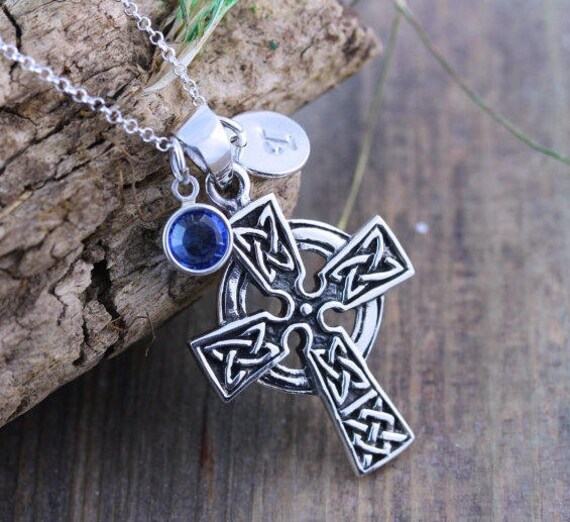 Celtic cross necklace Sterling silver Celtic Trinity Knots | Etsy
