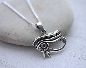 Sterling Silver Eye of Horus, Protection necklace. Eye of Ra necklace, CHOOSE chain. protection symbol, Ra necklace. Eye of Horus .