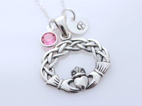 KINGWHYTE Claddagh Bracciale in argento sterling 925 con nodo celtico