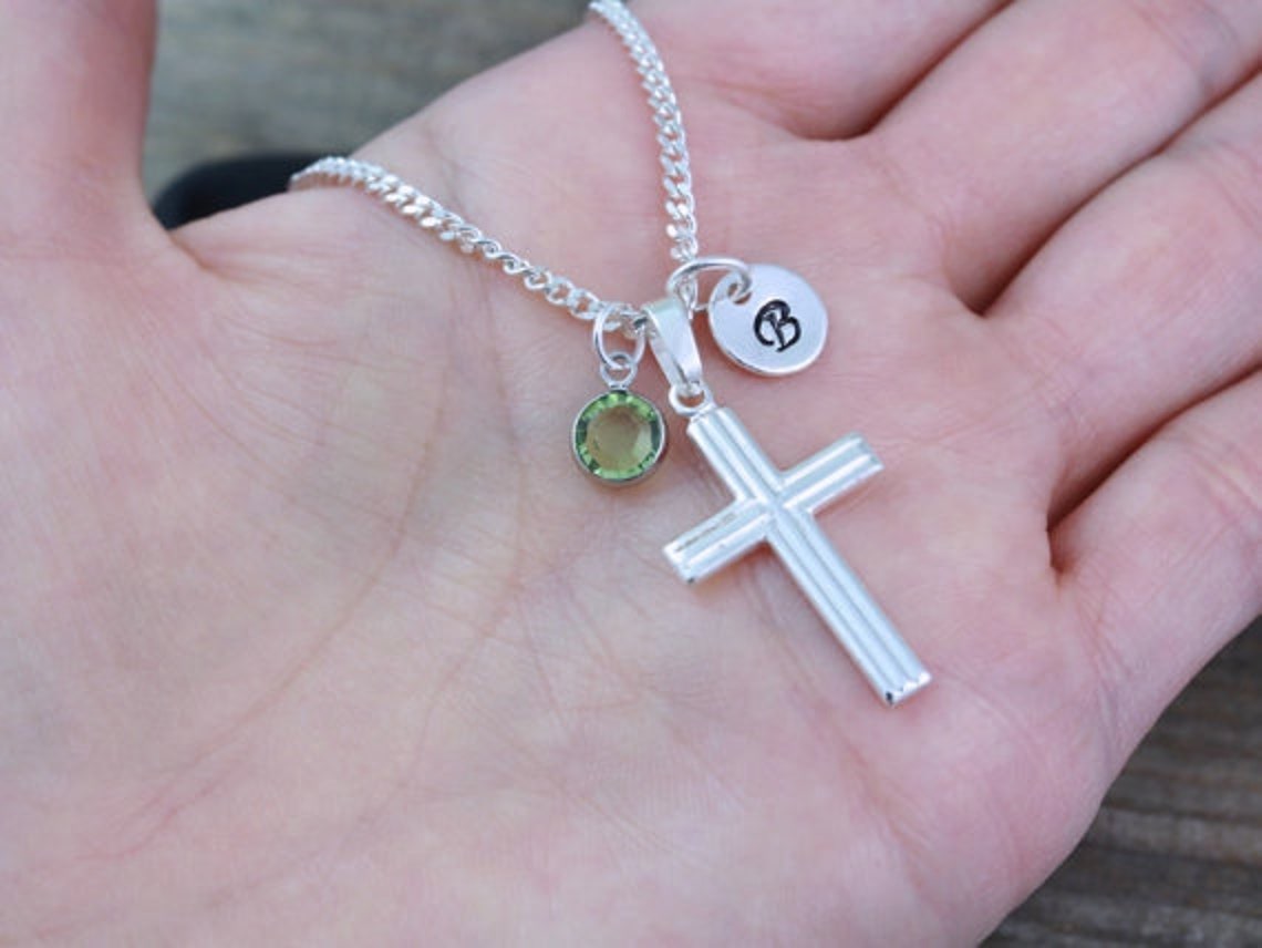 Personalized Girl Cross Necklace Engraved Cross Necklace for Etsy