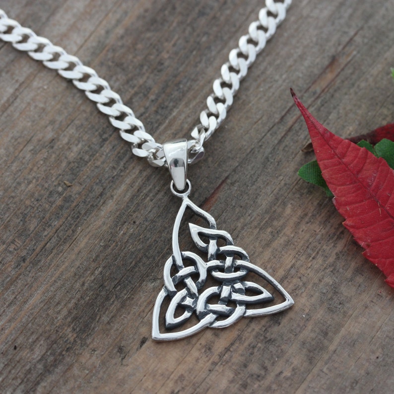 Trinity Knot necklace, Sterling silver Triquetra Knot Necklace, Celtic Knot Pendant, Choose chain / Leather. Mens Necklace, Unisex. 071li image 4