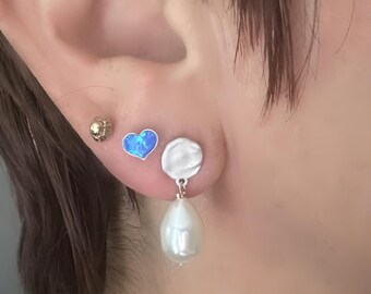 Pear-Shaped Pearl Earrings 8x23mm Drop, 8x11mm Stud Pearl, 12k Gold Filled or Sterling Silver, Classic Dangle Pearl Earrings