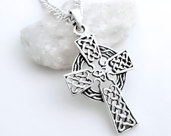 Sterling silver Cross Necklace Celtic Trinity Cross jewelry. Select Chain Men Women. 5035