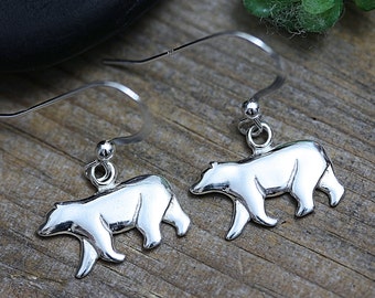 925 Sterling silver Polar Bear Earrings. Leverback Polar Bear or, Hook.  Hypoallergenic Earrings. Nickel, Lead Free. White Bear Earrings