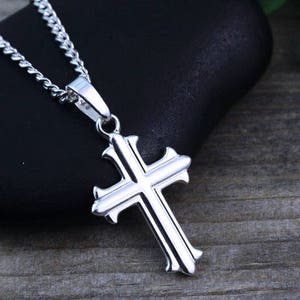 Small Silver Cross Necklace Engrave No Included Sterling - Etsy