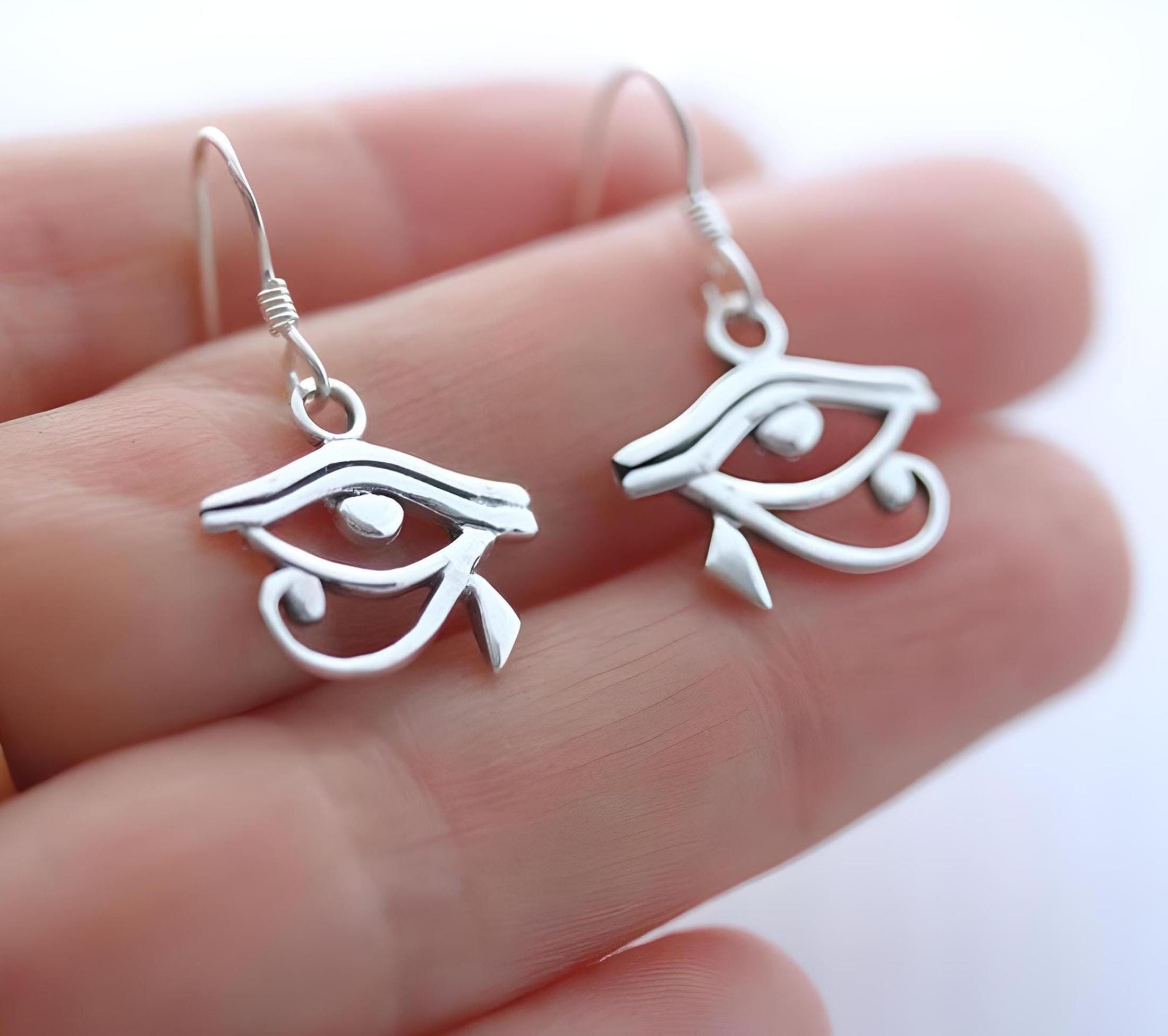 CHENGHONG Orecchini a cerchio neri in argento Sterling 925, con occhio