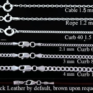 Men chain necklace 925 Sterling silver ITALIAN Curb Chains. Sterling Cuban. Links: 1.5mm, 1.7mm, 2.1mm, 4mm, 4.5mm, 5.6mm. Leather necklace image 6