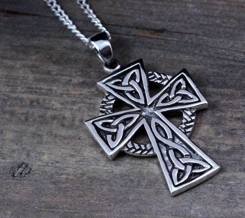 Unisex Celtic cross necklace sterling silver irish Cross | Etsy