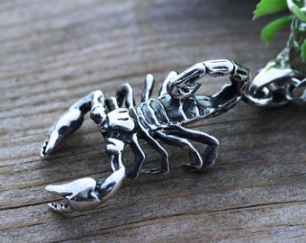 Sterling silver Scorpion Necklace, Choose Chain, Exotic silver Mens Jewelry, Mens Silver Scorpion Pendant, Sharp legs, Sharp legs No A Toy