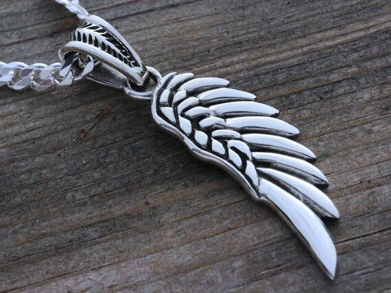 Mens Wing Necklace Sterling Silver 
