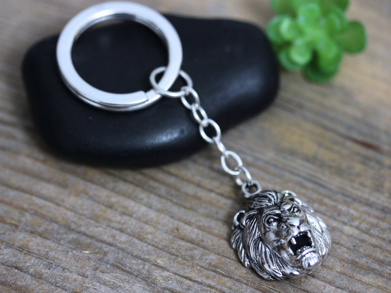 925 Sterling Silver Lion Keychain. Mens Silver Keychain Etsy