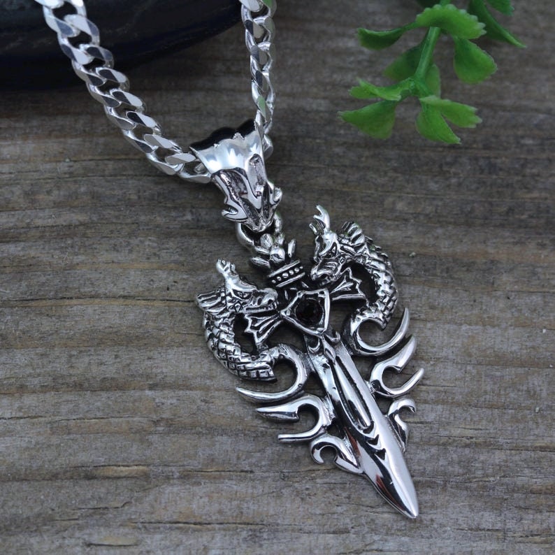 Dagger Dragon necklace Sword Necklace Dragon Necklace | Etsy