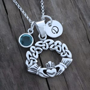 Gorgeous Claddagh Necklace, With Trinity design, Triquetra Knot necklace, Love, friendship symbol, Personalized jewelry, Irish jewelry, 678