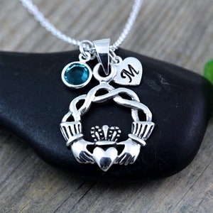 Claddagh Your Lucky Number & Name Personalized Sports Jersey Pendant In Sterling Silver - View #10