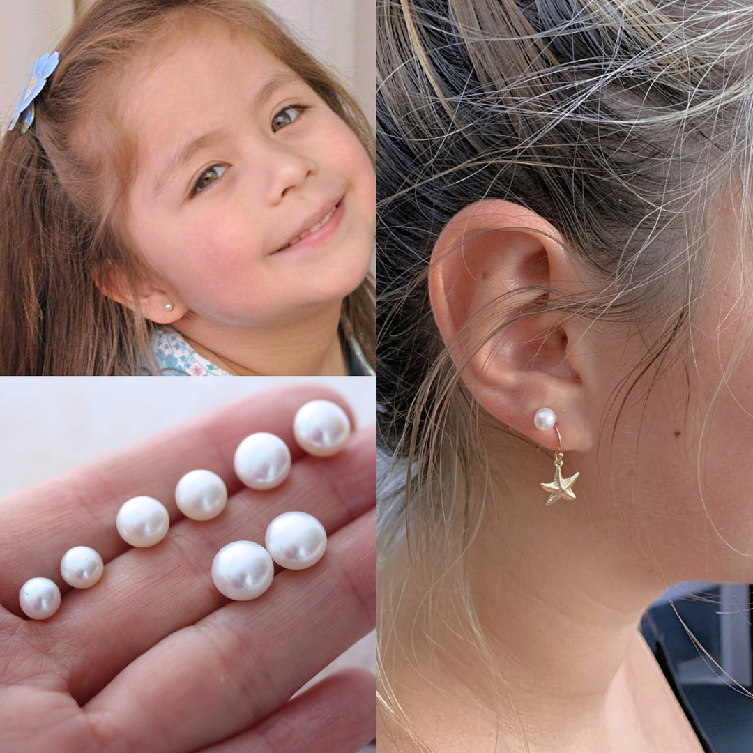 Women Peal Earrings. Girls Pearl Earrings. Pearl With Sterling Etsy