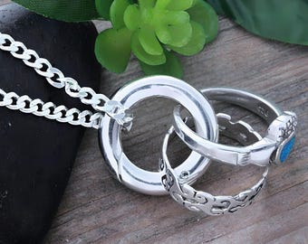 Sterling Silver Ring Holder Necklace Mens Ring Holding Necklace Ring Holder Necklace, Choose chain. Original design by LifeOfSilver. 442