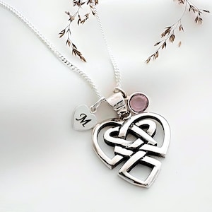 925 Solid Sterling Silver Heart Necklace, For My Daughter Love Knot Necklace. Moms Girl Gift Daughter Mom Gift. Heart Celtic knot.