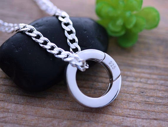 Mens Ring Holding Sterling Silver Ring Holder Necklace Unisex