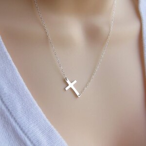 Kelly Ripa Sideways GOLD Cross Necklace Taylor Jacobson Horizontal Cross Necklace, Choose Gold Or, Sterling Silver Side Cross Necklace image 8