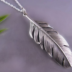 Feather Necklace, Sterling Silver feather on Sterling Silver Italian chain Or Leather.  Symbol Of Trust, Honour, Strength, Wisdom, & Freedom