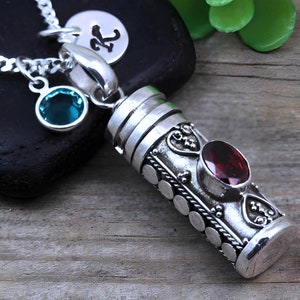 Ashes necklace, sterling silver urn necklace, cremation jewelry Garnet Stone. CHOOSE Initial, birthstone and chain, Ash necklaces. 683 Gar*