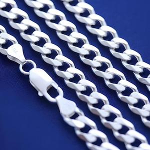 Genuine 925 Sterling Silver Curb Chain 92.5 Silver Thick Chain Width 4.5mm width. Available 18&quot; to 28&quot; Lobster clasp. C-120