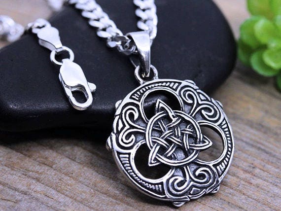 Men's Black Spinel Celtic Cross Shield Necklace - ShanOre Irish Jewlery